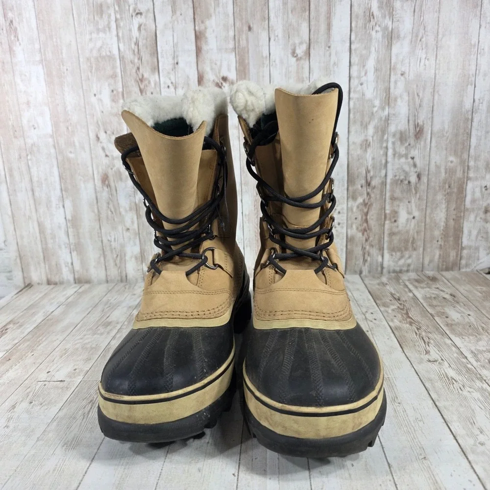 Sorel Mens Waterproof Winter‎ Snow Boots Tan Black Lace Up Insulated Size 11